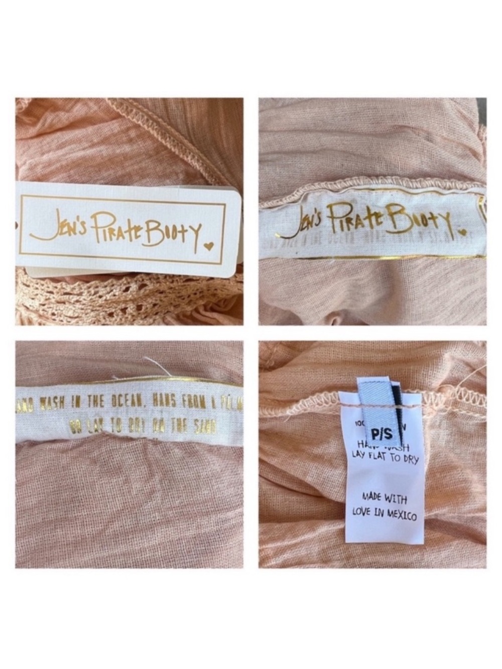 New! JEN'S PIRATE BOOTY Almond Lace Tiered Ruffled Mini Dress in Peachy Tan - Picture 12 of 12